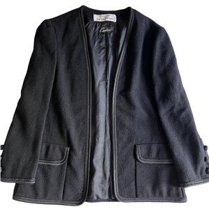 Malcolm Starr VINTAGE Rizkallah Black Boucle Union Made Wool Jacket Blazer Sz 12
